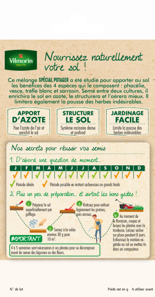 Engrais verts - Les plantes utiles Mélange Potager - BIO - Petit Modèle - MEDIA_PACKAGING_VERSO